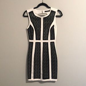 White with Black Lace Mini Dress